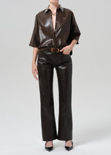 Frances Cropped Cape Button Up In Leather