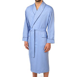 Majestic International Herringbone Cotton Shawl Robe - Blue