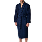 Majestic International Elevated Terry Cotton Shawl Robe - Navy