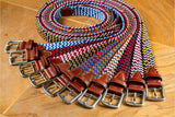 Newport Woven Italian Rayon Elastic Belt - Red/Powder Blue