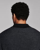 Billy Reid Long-Sleeve Step Jacquard Sweater Polo - Charcoal Multi