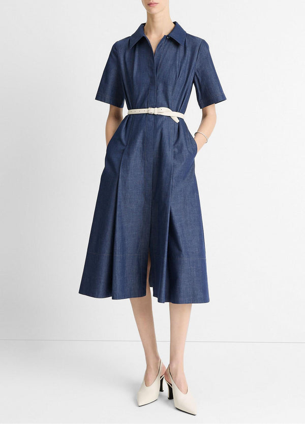 Cotton-Blend Denim Shirt Dress