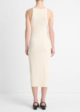 Cotton-Blend Ribbed High-Neck Tank Dress