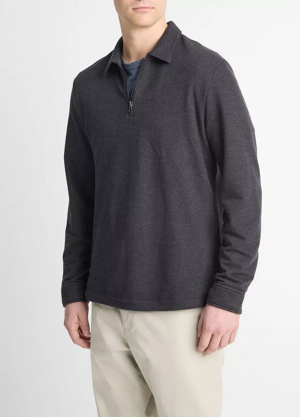 Diagonal Terry Quarter Zip Polo