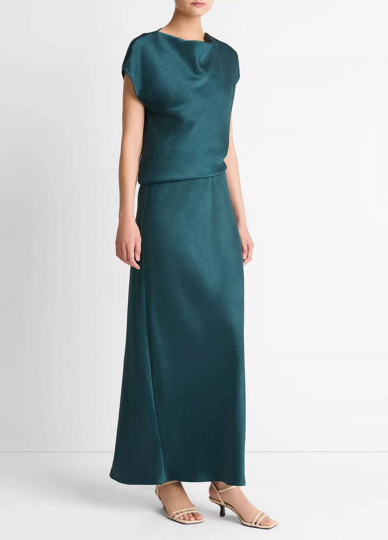 Draped Cowl Cap Slv Dress