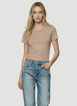 Soft Touch Short Sleeve Crewneck T-Shirt - Coffee Latte