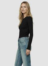 Soft Touch Long Sleeve Crewneck T-Shirt - Noir