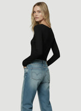 Soft Touch Long Sleeve Crewneck T-Shirt - Noir