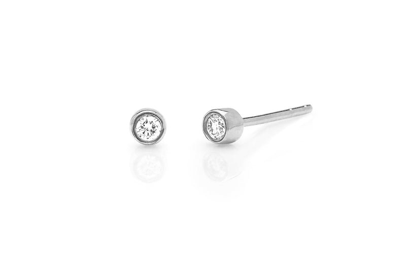 Diamond Bezel Stud Earring - Single