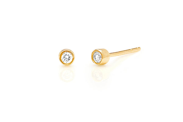 Diamond Bezel Stud Earring - Single