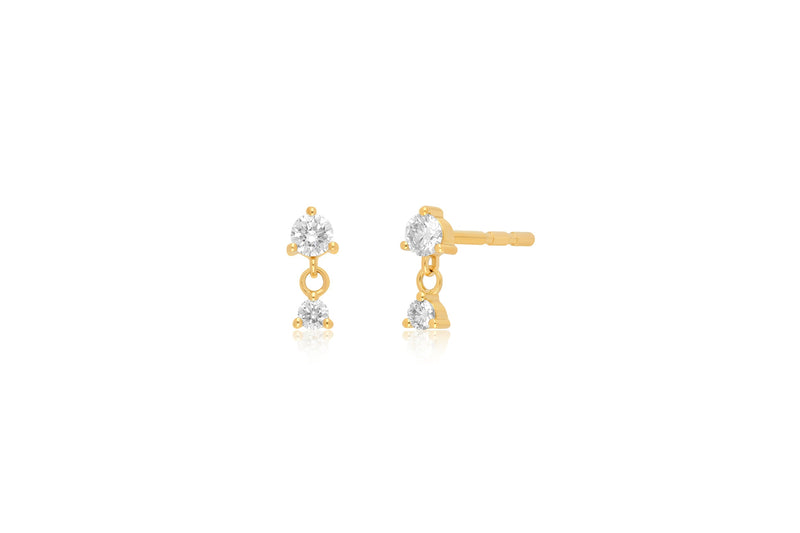 Prong Set Diamond Dangle Stud Earring - Single