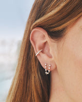 Prong Set Double Chain Stud Earring - Single