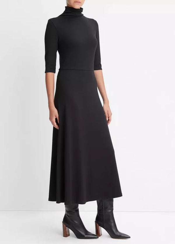 Elbow Sleeve Turtleneck Dress