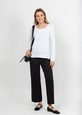 Elliott Lauren Control Stretch Wide Leg Pant with Grommets - Chocolate