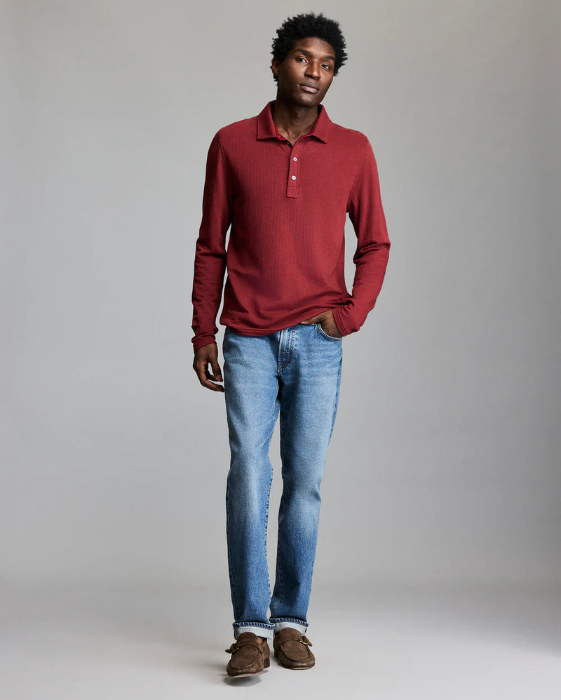 Long-Sleeve Herringbone Polo