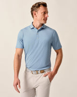 Lyndonn Striped Performance Jersey Polo - Kona Lake