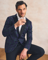 Del Mar Plaid Knit Sport Coat - Black