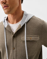 Jersey Hooded Shacket - Tan
