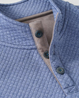 Rockwells Diamond-Quilted Henley Pullover - Laguna Blue