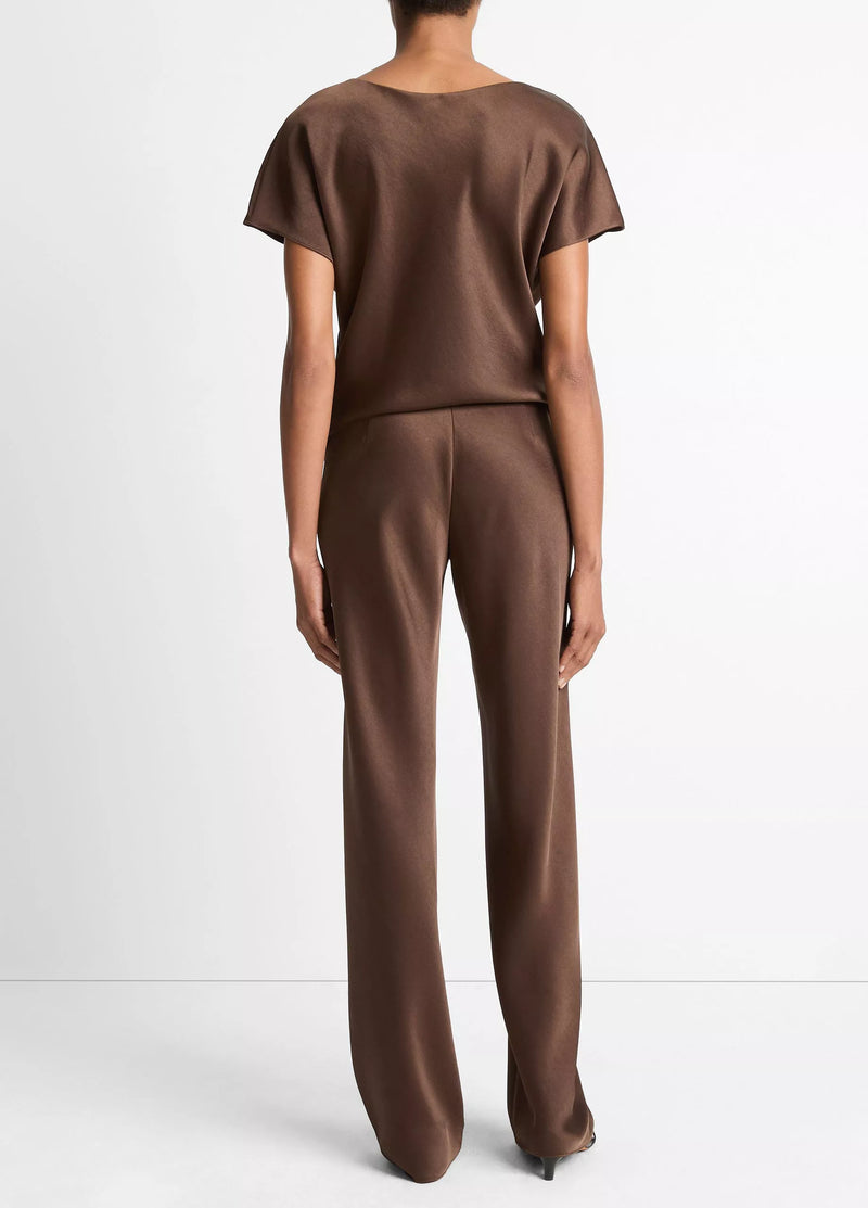 High Waist Fluid Satin Bias Pant