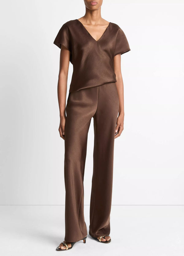 High Waist Fluid Satin Bias Pant