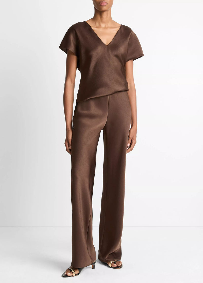 High Waist Fluid Satin Bias Pant