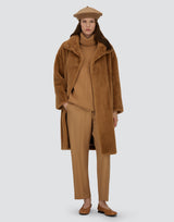 Herno Faux Fur Stand Collar Coat - Camel