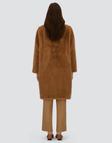 Herno Faux Fur Stand Collar Coat - Camel