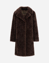 Herno Curly Faux Fur Coat - Dark Brown