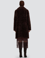Herno Curly Faux Fur Coat - Dark Brown