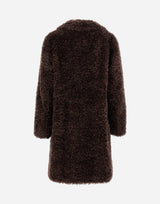 Herno Curly Faux Fur Coat - Dark Brown