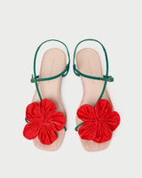 Genevieve Flower Applique Flat Sandal - Oak Hall