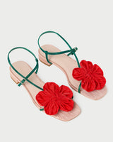 Genevieve Flower Applique Flat Sandal - Oak Hall