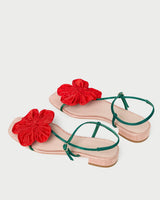 Genevieve Flower Applique Flat Sandal - Oak Hall
