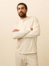 Faherty Long Sleeve Waffle Henley - Snow
