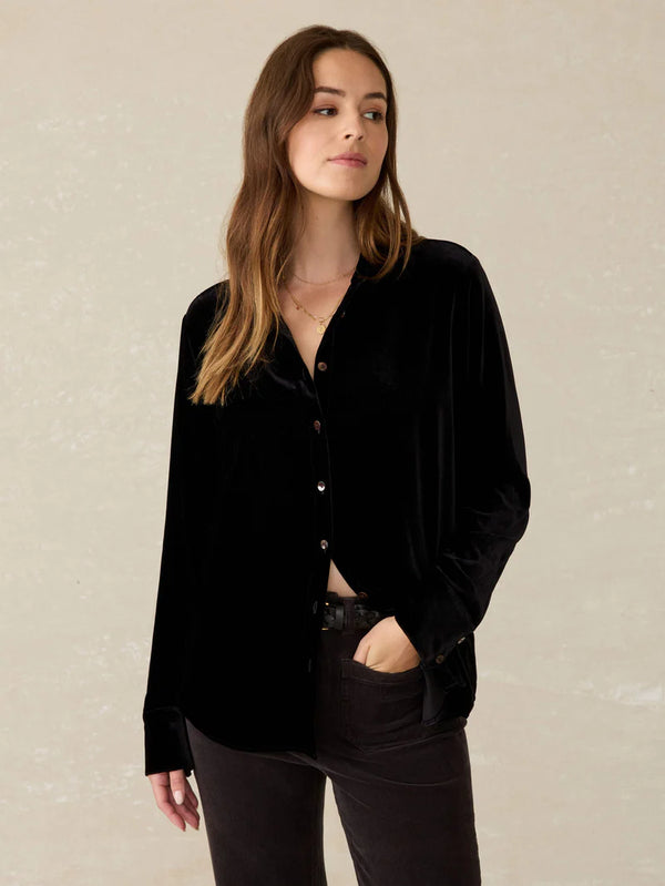 Stretch Silk Velvet Genevieve Shirt - Oak Hall