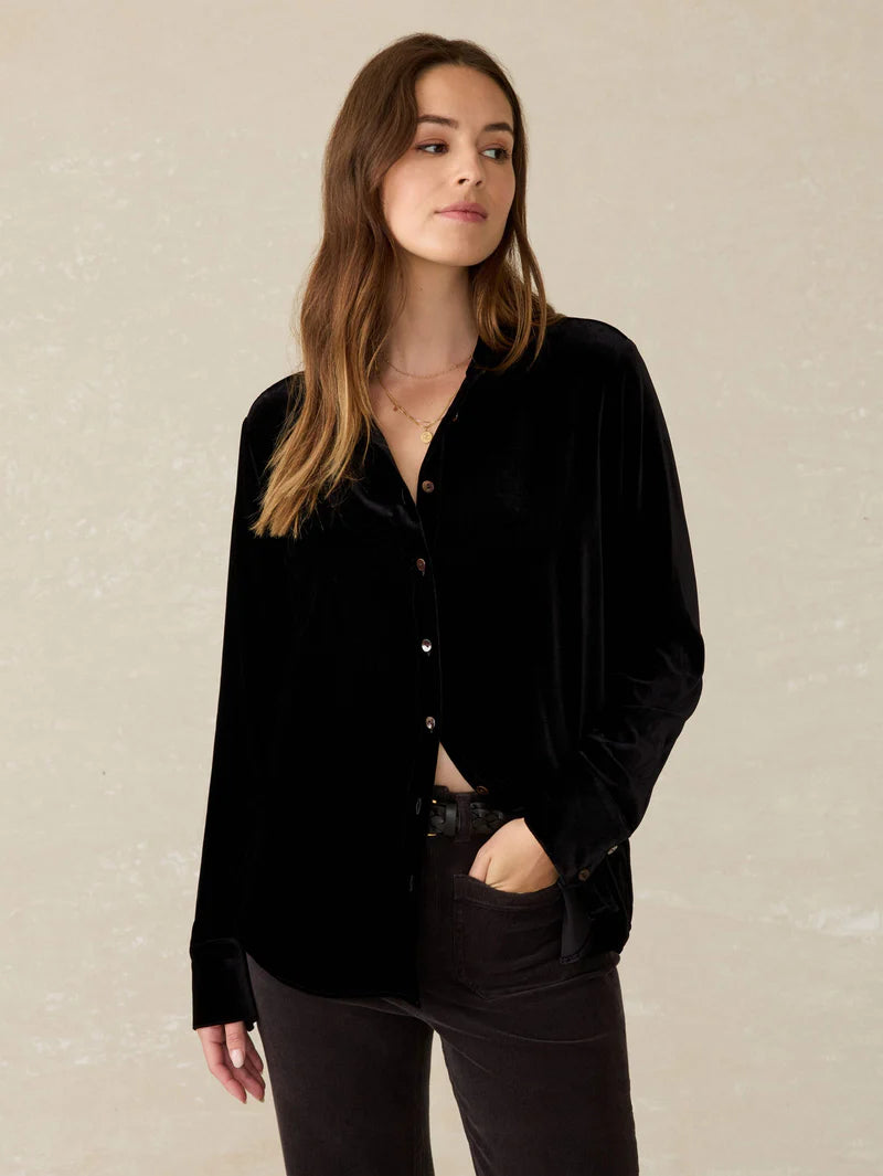 Stretch Silk Velvet Genevieve Shirt - Oak Hall