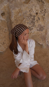 Lescarf Polka Dot Scarf - Milk Chocolate & White