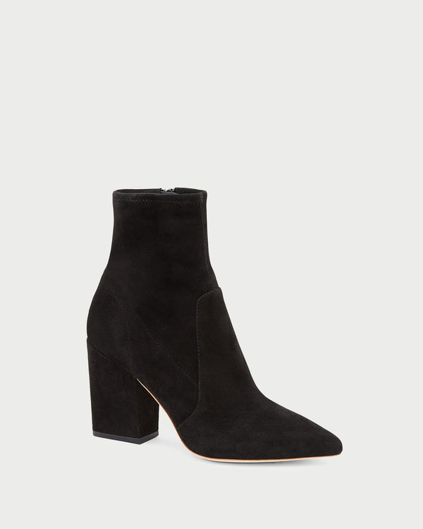 Isla Black Suede Slim Ankle Bootie