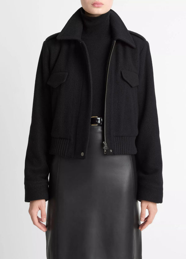 Cropped Wool Blend Jacket