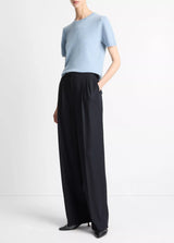 Mid Rise Pleated Wide Leg Trouser
