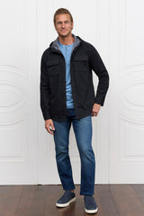 The Barrett Hooded Shirt Jacket - Black