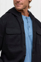 The Barrett Hooded Shirt Jacket - Black