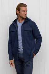 The Barrett Hooded Shirt Jacket - Navy
