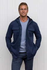 The Barrett Hooded Shirt Jacket - Navy