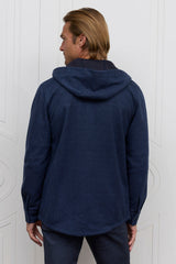 The Barrett Hooded Shirt Jacket - Navy