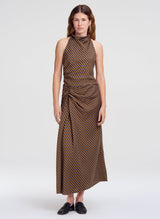 Jean Check Midi Skirt - Pecan/Navy