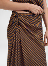 Jean Check Midi Skirt - Pecan/Navy