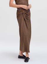 Jean Check Midi Skirt - Pecan/Navy