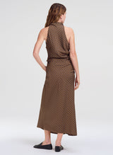 Jean Check Midi Skirt - Pecan/Navy